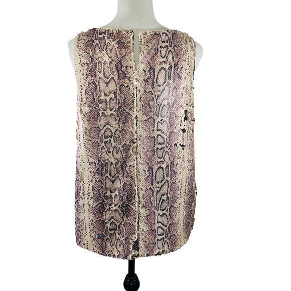 INC Women's Sequin Sleeveless Animal Snake Print Party Tank Top Lining Size XL - Picture 4 of 13